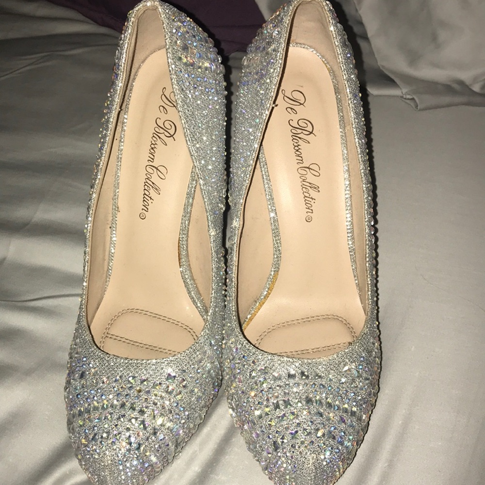 Silver embellished heels